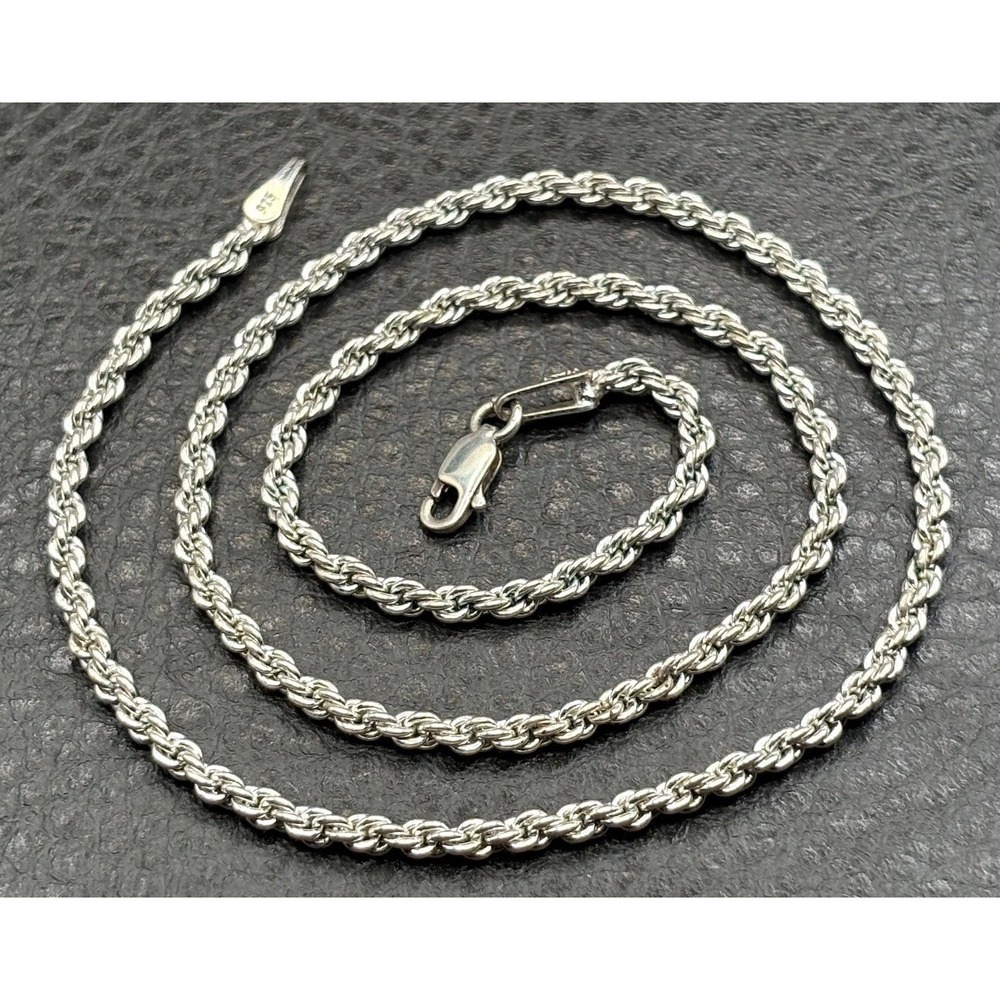 Vintage Italy 925 Sterling Silver 3 MM Thick Rope Chain Necklace 17"